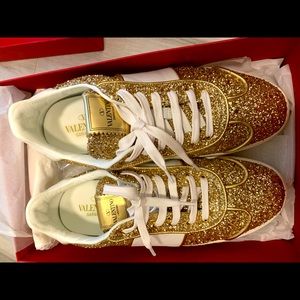 Gold glitter dust Valentino sneakers